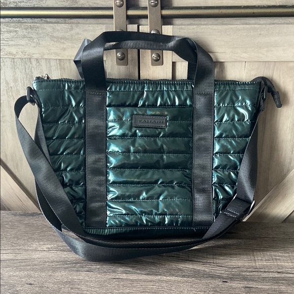 Tahari Handbags - Tahari Green Quilted Tote Bag